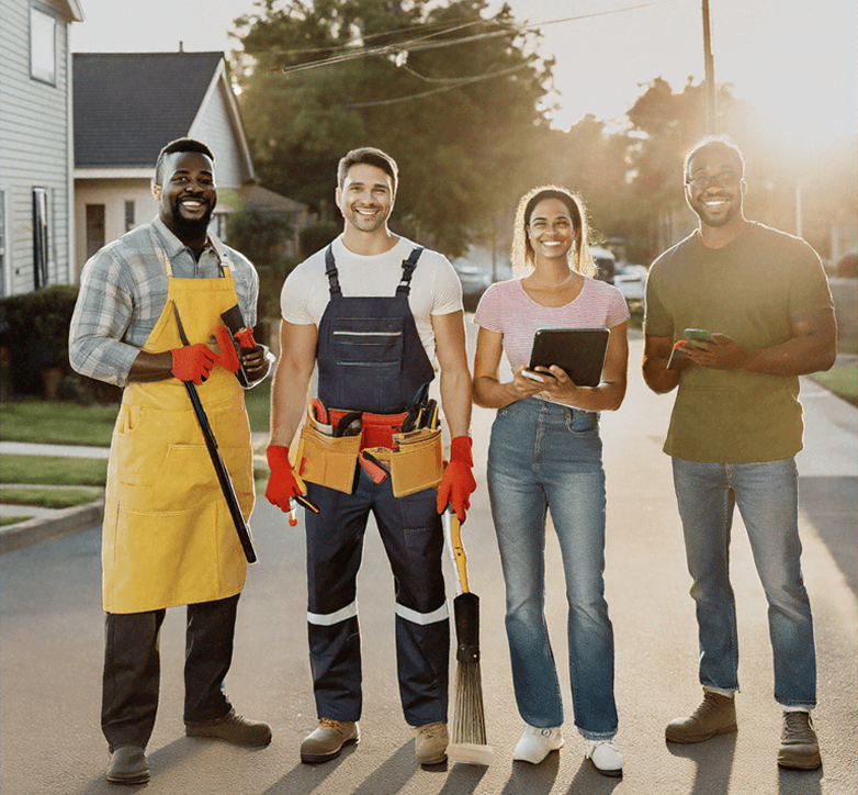 Service providers ready to help - diverse team of professionals